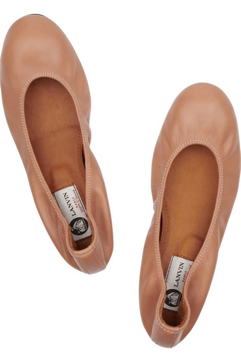Lanvin Leather Ballet Flats In Brown Blush Lyst