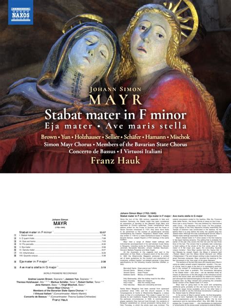 Johann Simon Mayrs Stabat Mater In F Minor A Sacred Musical Setting