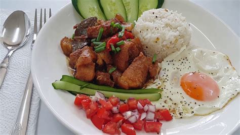 Pork Adobo Set Meal Presentation Garlic Rice Filipino Food Youtube