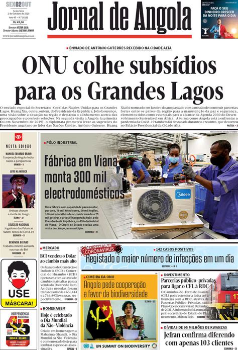 Jornal De Angola Sexta 02 De Outubro De 2020