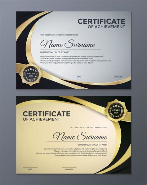 Gold Metallic Certificate Of Achievement Set 1213063 Vector Art At Vecteezy