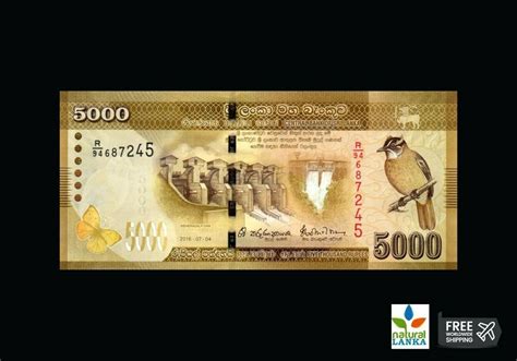 Sri Lanka Ceylon 5000 Rupees Beauty Bank Note Original Unc Rs5000