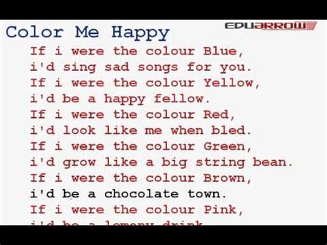 Is a fun little poem that explores play through rhyme and motion. Color Me Happy Rhyme - YouTube