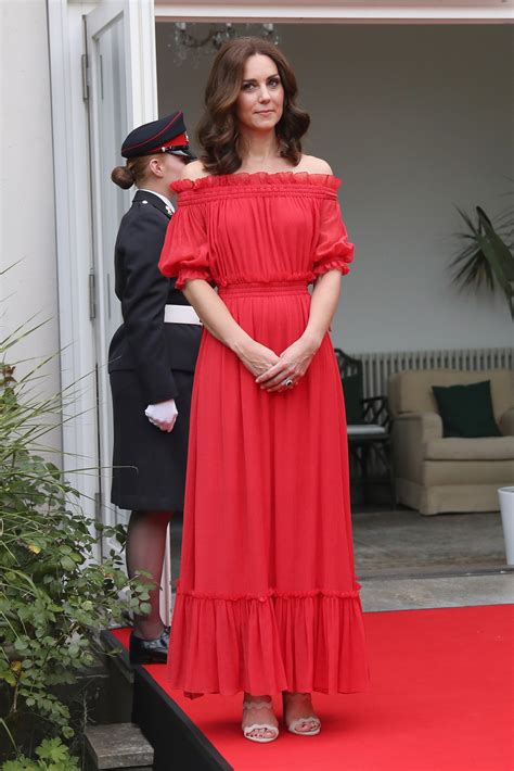 Kate Middletons Low Cut Red Dress Steals The Show During Germany Royal