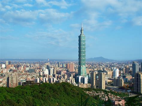 Cityscape And Skyline Or Taipei With The 101 Building In The Middle In