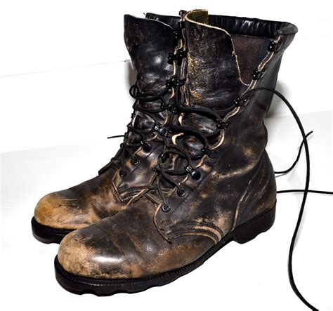 Distressed Leather Faded Black Military Regalia Combat Boots