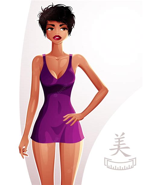 Premium Vector Illustration Of A Young Pretty Woman Wearing An Erotic Nightie Full Body