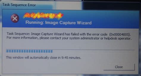 PC System Center Task Sequence Image Capture Wizard Has Failed With