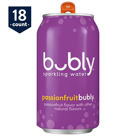 Bubly Sparkling Water Passionfruit 12 Oz Cans 18 Count