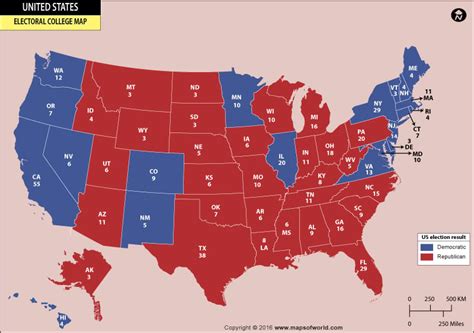 Electoral College Map Us Electoral College Vote Map