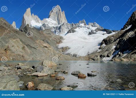 Mount Fitz Roy View From The Lake Patagonia Stock Image Image Of