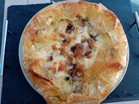 Tarte croustillante à la mozzarella et aux champignons de Cyril Lignac