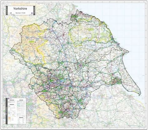 County Wall Map Of Yorkshire Ordnance Survey Laminated Edn New For