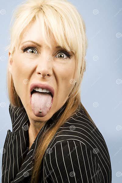 Woman Sticking Out Her Pierced Tongue Stock Image Image Of Pretty Funny 5577823