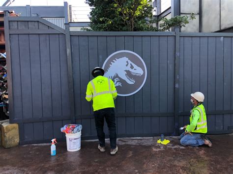 Photos Video Construction Walls Removed At Jurassic World Velocicoaster Revealing New Raptor