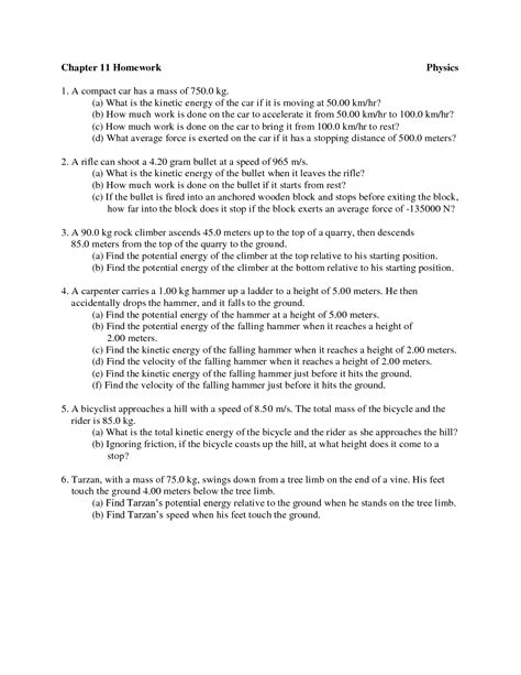 7 Best Images Of Potential Kinetic Energy Worksheet Answer
