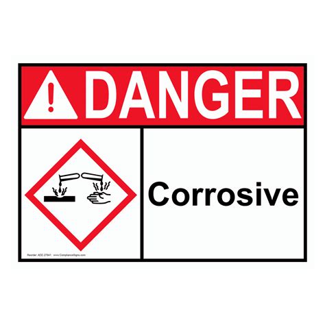 Ansi Caution Corrosive Chemicals Avoid Contact Sign Ace 1990 Corrosive