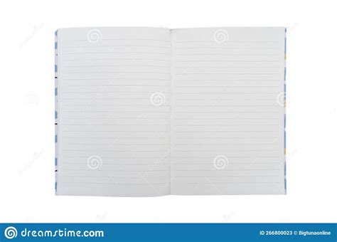 Open Notebook Empty Pages Top View Lined Notepad Isolated On White
