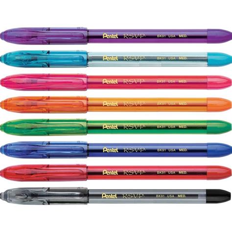 pentel r s v p multi pack stick ballpoint pens medium pen point 1 mm pen point size