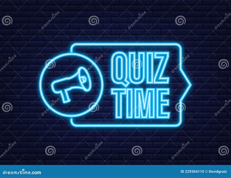 Megaphone Banner Quiz Time Neon Icon Vector Illustration Stock