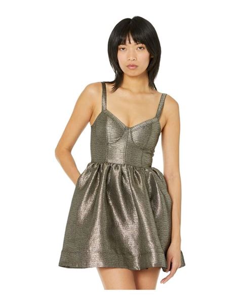 Allsaints Synthetic Aimsie Dress In Gold Green Lyst