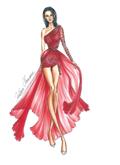 Dress Design Drawing Model Easy Fashion Design Illustration For