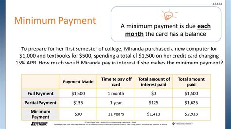 The minimum payment on your credit card statement is the smallest dollar amount you must pay in a given month. PPT - Understanding Credit Cards PowerPoint Presentation, free download - ID:3133128