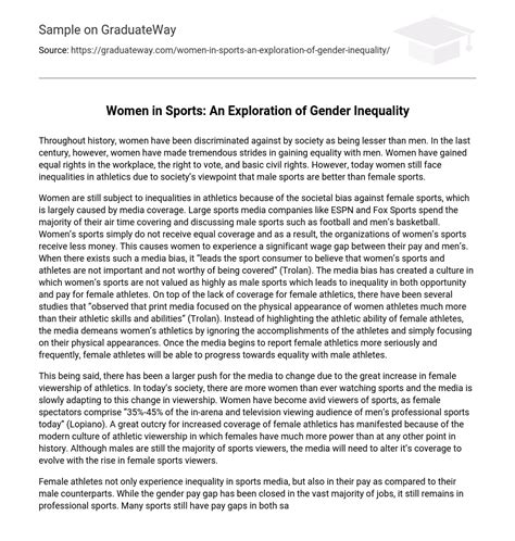 ⇉women In Sports An Exploration Of Gender Inequality Essay Example Graduateway