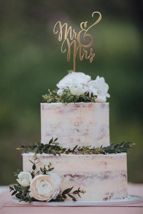Wedding Cake Topper Mr And Mrs Rose Gold Rustic Wedding Cake Etsy