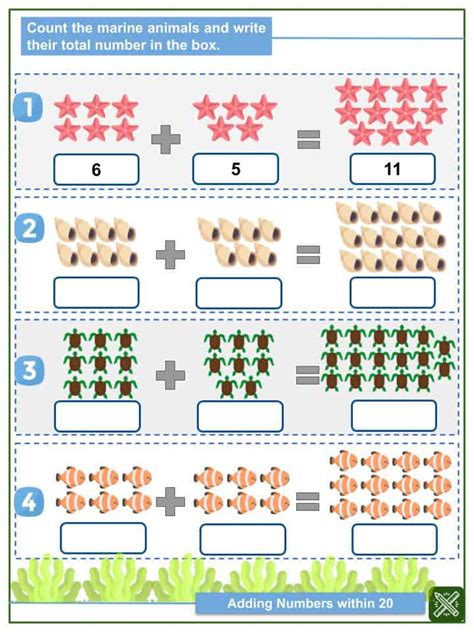Adding Numbers Within 20 1st Grade Math Worksheets And Answer Key
