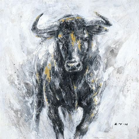 Animal Bull Painting Acrylic Painting On Canvas Animal Bull Etsy