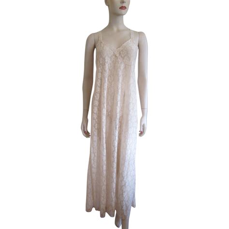 Sheer Lace Negligee Lingerie Nightgown Vintage 1970s Gilligan Omalley
