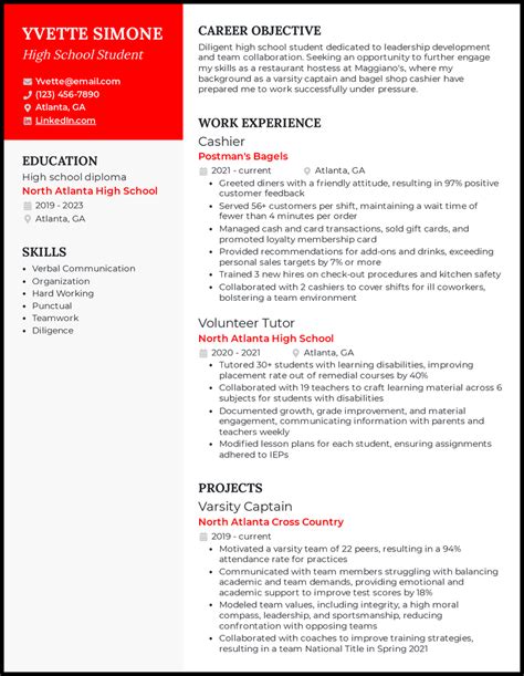 High School Student Resume With No Work Experience 20232024 Aimglo