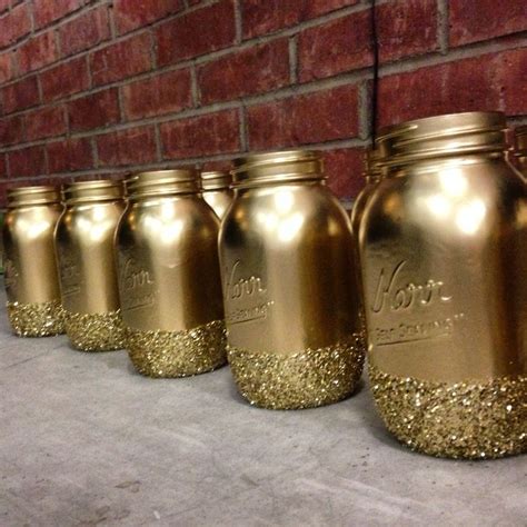 Pin By Hannah Marie On Centerpiece Gold Mason Jars Centerpieces Gold