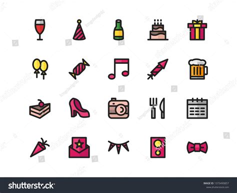 Party Icon Pack 20 Filled Style Stock Vector Royalty Free 1373490857