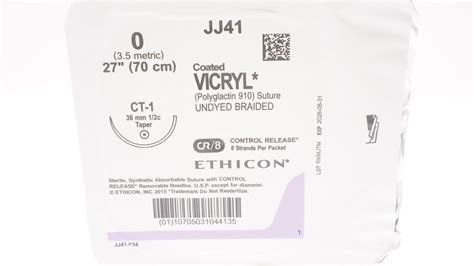 Ethicon Jj41 0 Coated Vicryl Stre Ct 1 36mm 12c Taper 27inch Imedsales