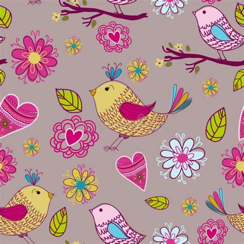 Seamless Birds Background Stock Vector Illustration Of Floral 9937289