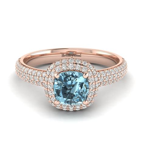 5 out of 5 stars. Aquamarine Cushion Cut Engagement Ring in Rose Gold Milky Way