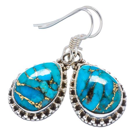 Blue Copper Composite Turquoise Sterling Silver Earrings