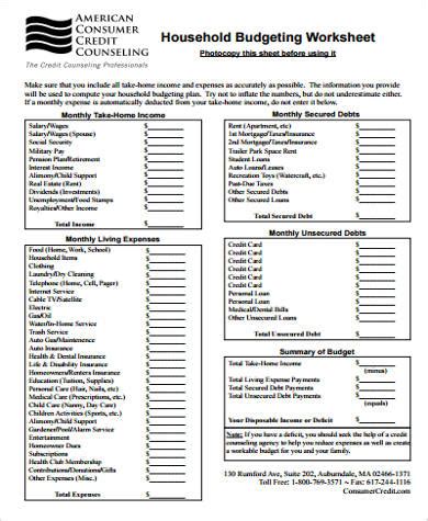 Free household budgeting worksheet creative images. FREE 9+ Sample Household Budget Worksheet Templates in MS ...