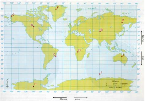 Mapa Mundi Con Coordenadas Para Practicar En Clase