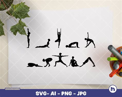 Yoga Poses Art Images Instant Download Clip Art Craft Supplies