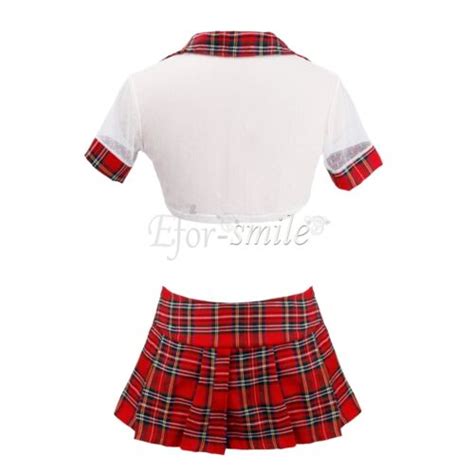 Women Sexy Costume School Girl Role Play Plaid Mini Skirt Lingerie Halloween Ebay