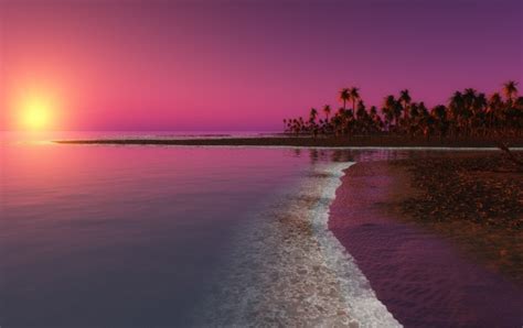 Pink Sunset Over The Sea Wallpapers