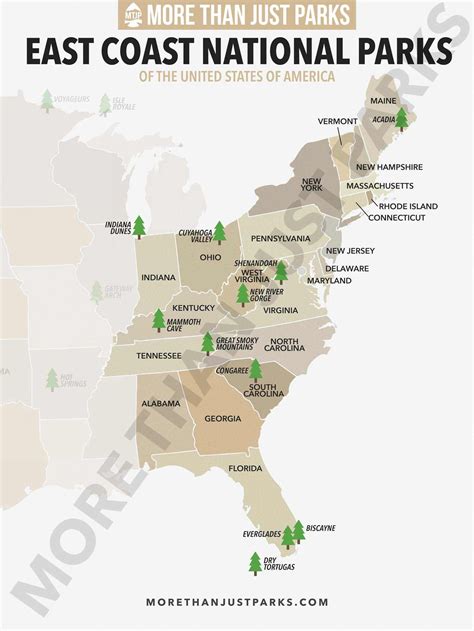East Coast National Parks Map By More Than Just Parks Morethanjustparks