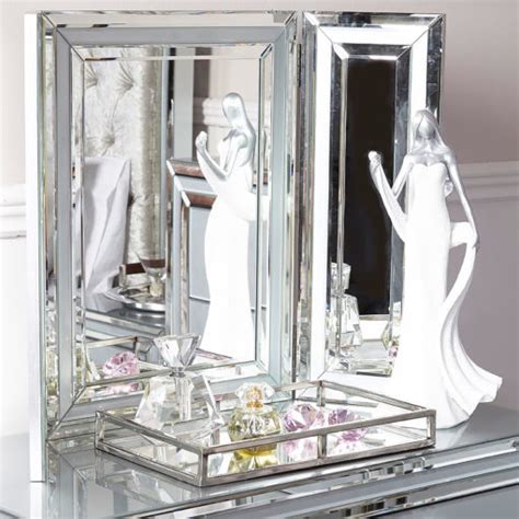 Madison Grey Glass Vanity Tri Fold Mirror Picture Perfect Home