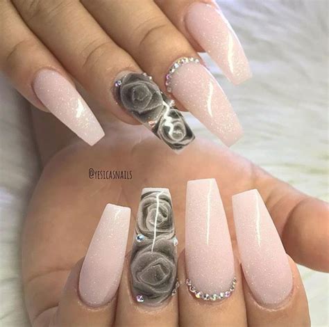 I JUST love these nails! Coffin nails with black rose nail ... Colorful fake nails set comle fake nail vso nails fake hand snag clear nail tips coffin shaped long simple coffin nails dh nails scrapbook stamp crytal acrylic nail cushion gel motorcycle death coffin.