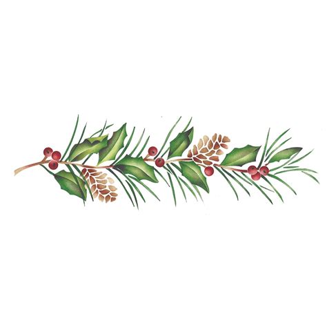 Pine And Holly Bough Wall Stencil 3179 By Designer Stencils Floral