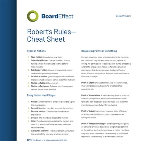 The Nonprofits Guide To Roberts Rules Of Order Boardeffect