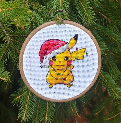 Santa Hat Christmas Pikachu Cross Stitch Pattern Etsy Australia